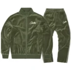 corteiz vvs velour green tracksuit