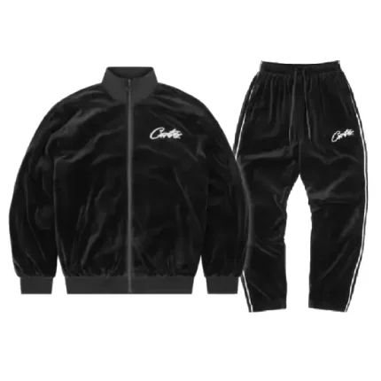 corteiz vvs velour black tracksuit