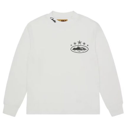 Corteiz 5 Starz Alcatraz Waffle Longsleeve in White Sweatshirt